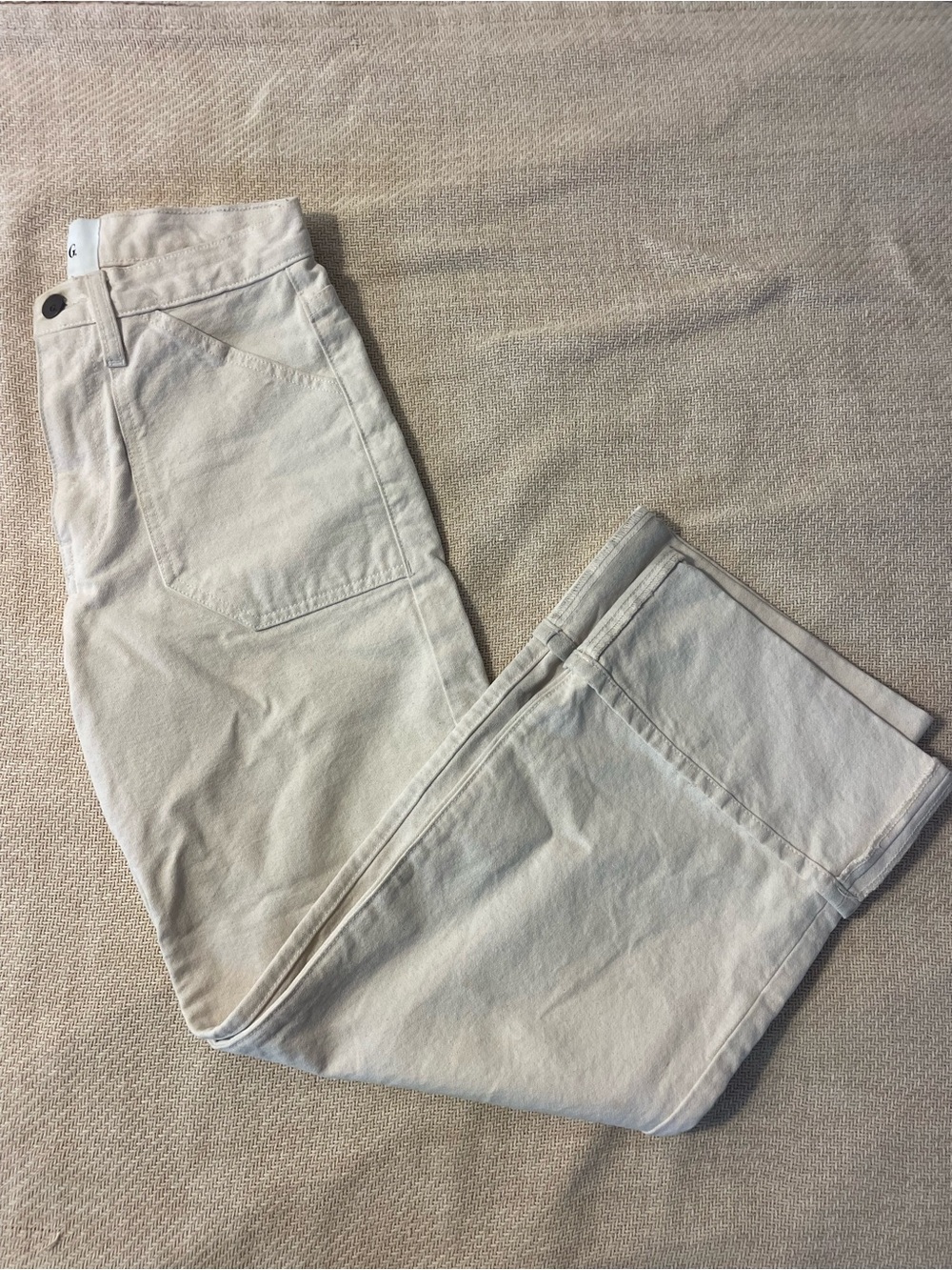 Cream high-rise wide leg pants
